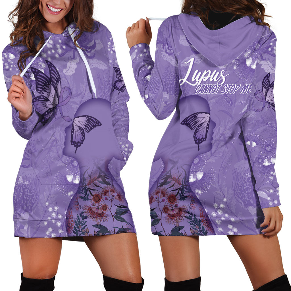 Lupus Cannot Stop Me Australia Floral Hoodie Dress Purple Ribbon