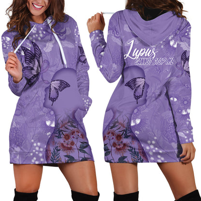 Lupus Cannot Stop Me Australia Floral Hoodie Dress Purple Ribbon
