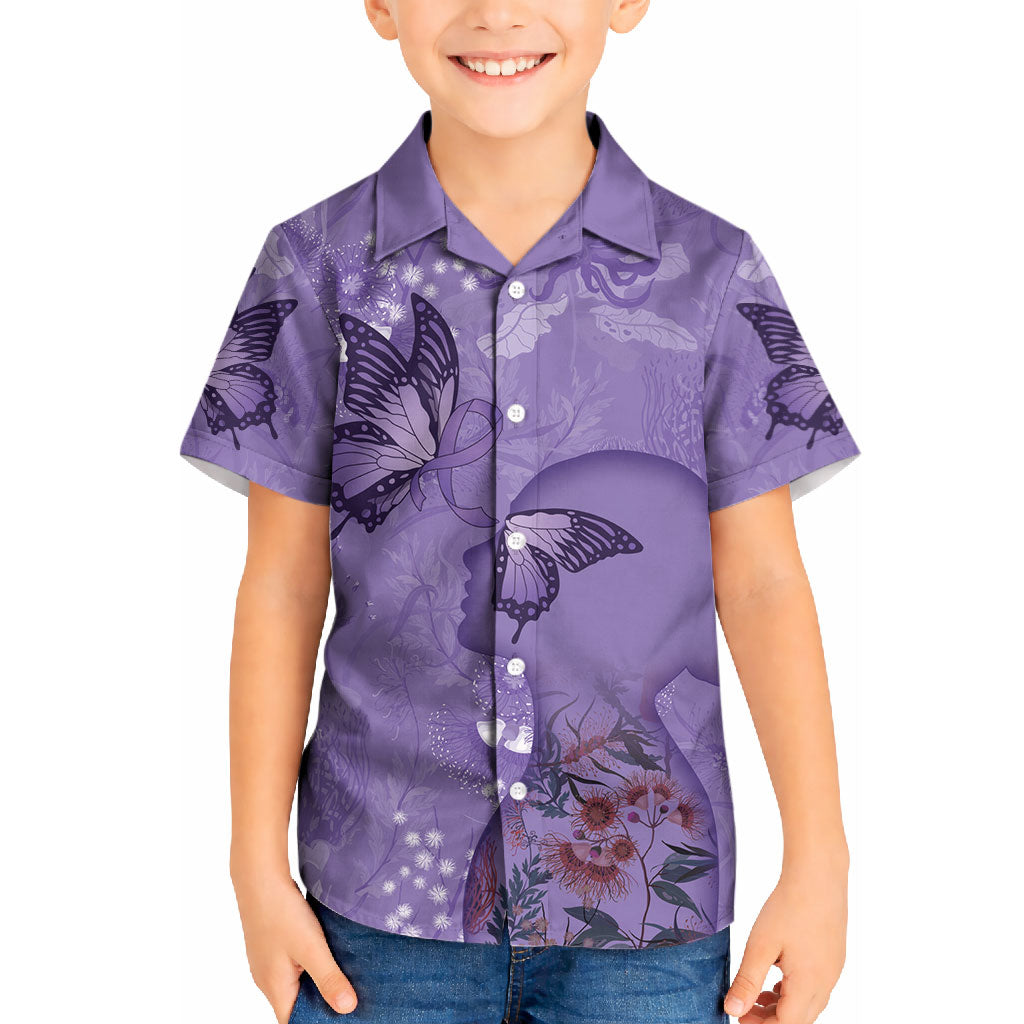 Lupus Cannot Stop Me Australia Floral Kid Hawaiian Shirt Purple Ribbon
