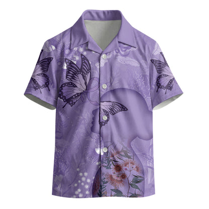 Lupus Cannot Stop Me Australia Floral Kid Hawaiian Shirt Purple Ribbon
