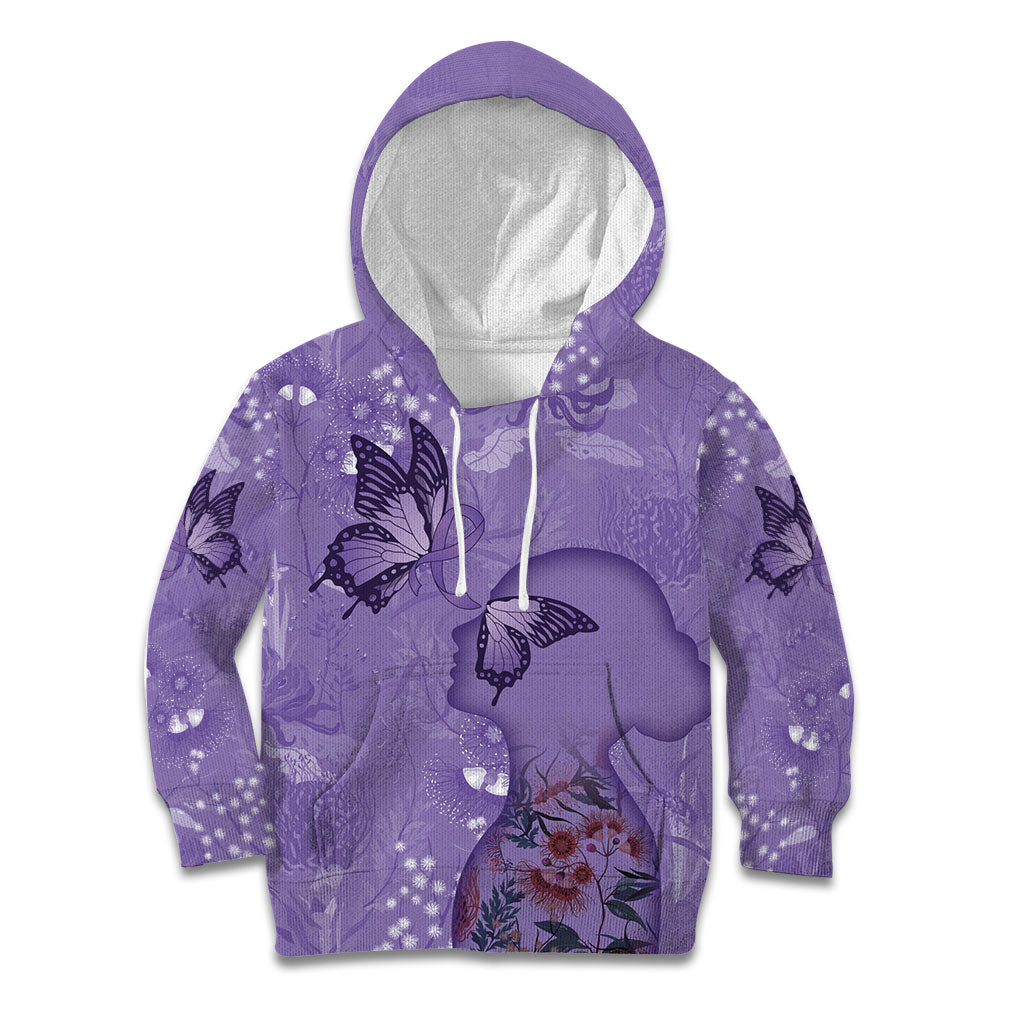 Lupus Cannot Stop Me Australia Floral Kid Hoodie Purple Ribbon