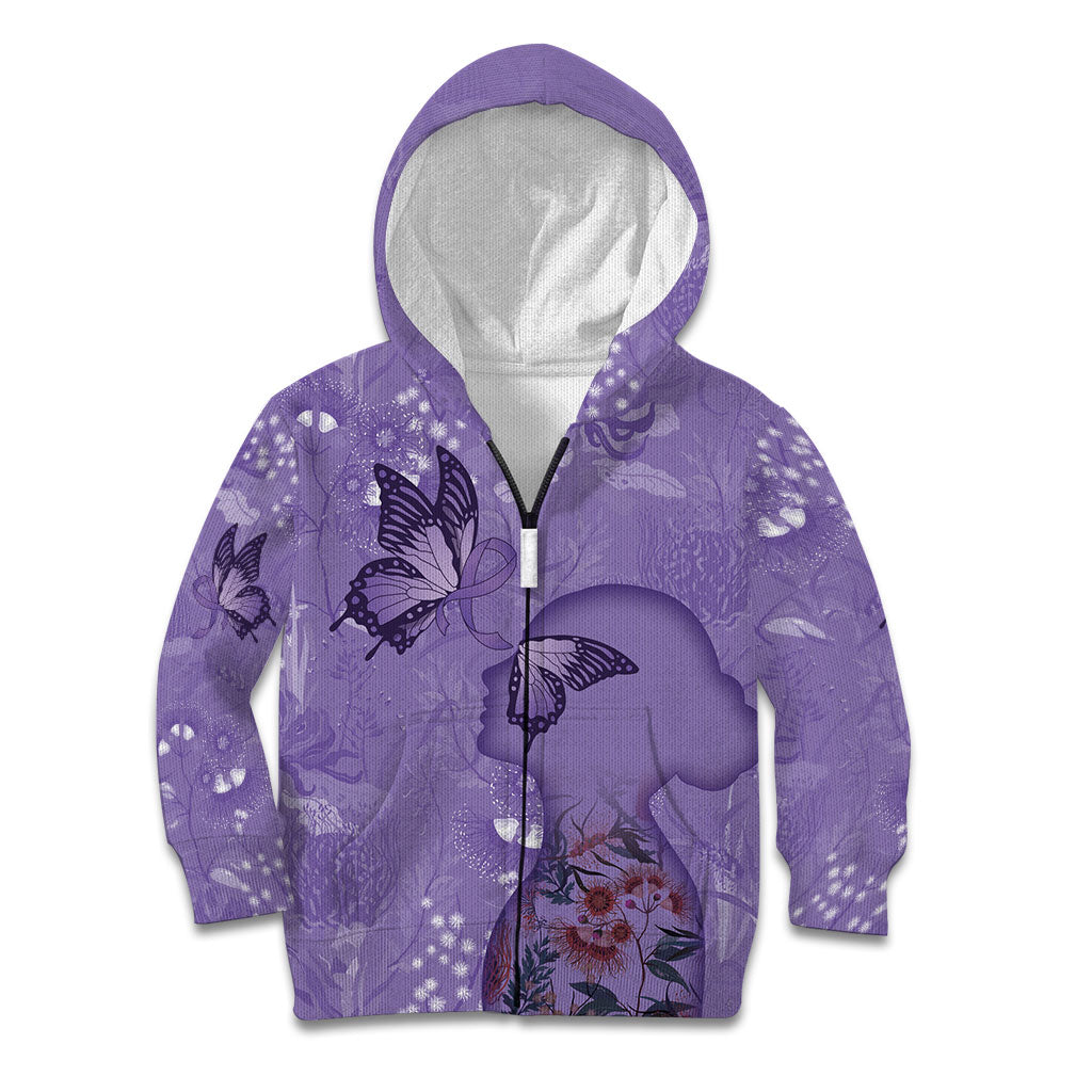 Lupus Cannot Stop Me Australia Floral Kid Hoodie Purple Ribbon