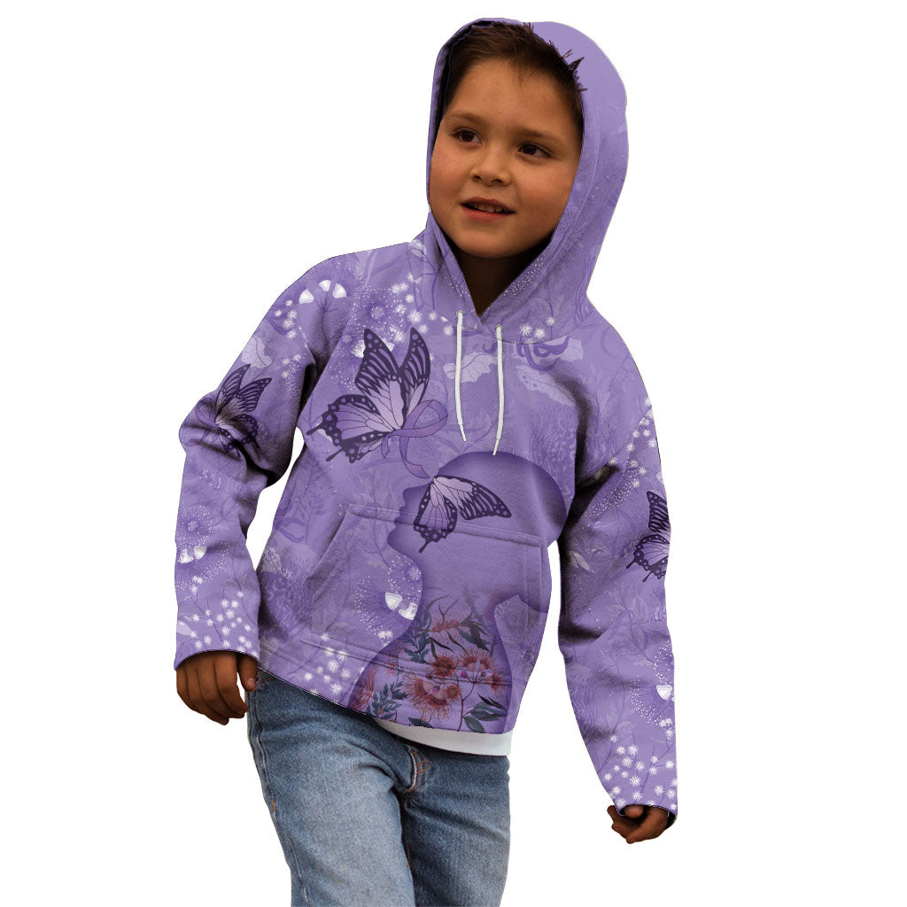 Lupus Cannot Stop Me Australia Floral Kid Hoodie Purple Ribbon