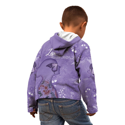 Lupus Cannot Stop Me Australia Floral Kid Hoodie Purple Ribbon