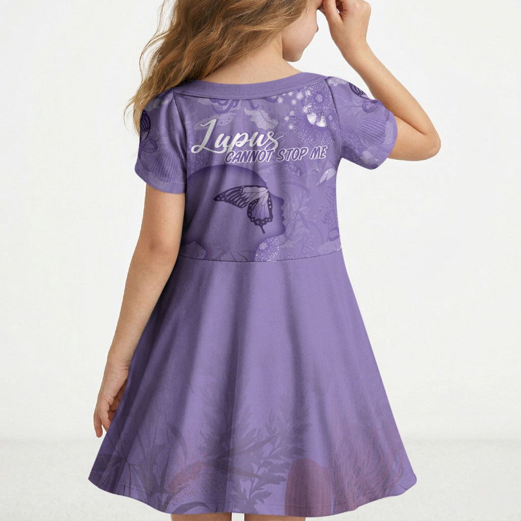 Lupus Cannot Stop Me Australia Floral Kid Short Sleeve Dress Purple Ribbon