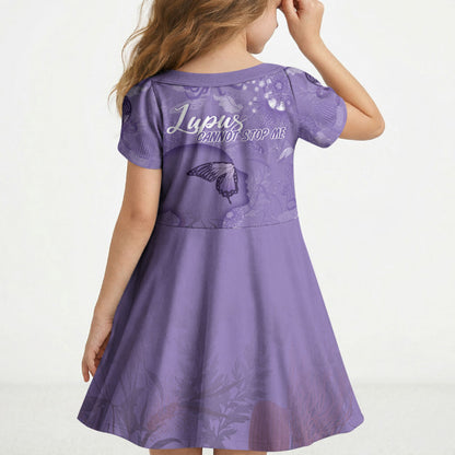 Lupus Cannot Stop Me Australia Floral Kid Short Sleeve Dress Purple Ribbon