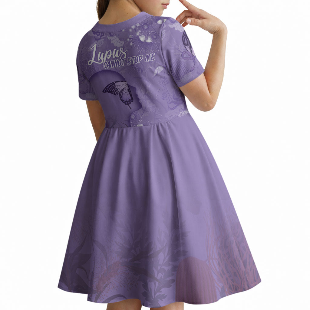 Lupus Cannot Stop Me Australia Floral Kid Short Sleeve Dress Purple Ribbon