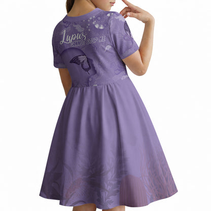 Lupus Cannot Stop Me Australia Floral Kid Short Sleeve Dress Purple Ribbon