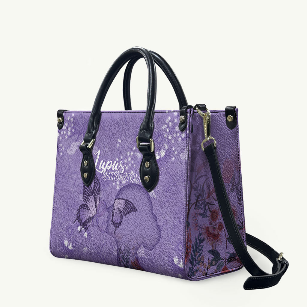 Lupus Cannot Stop Me Australia Floral Leather Bag Purple Ribbon