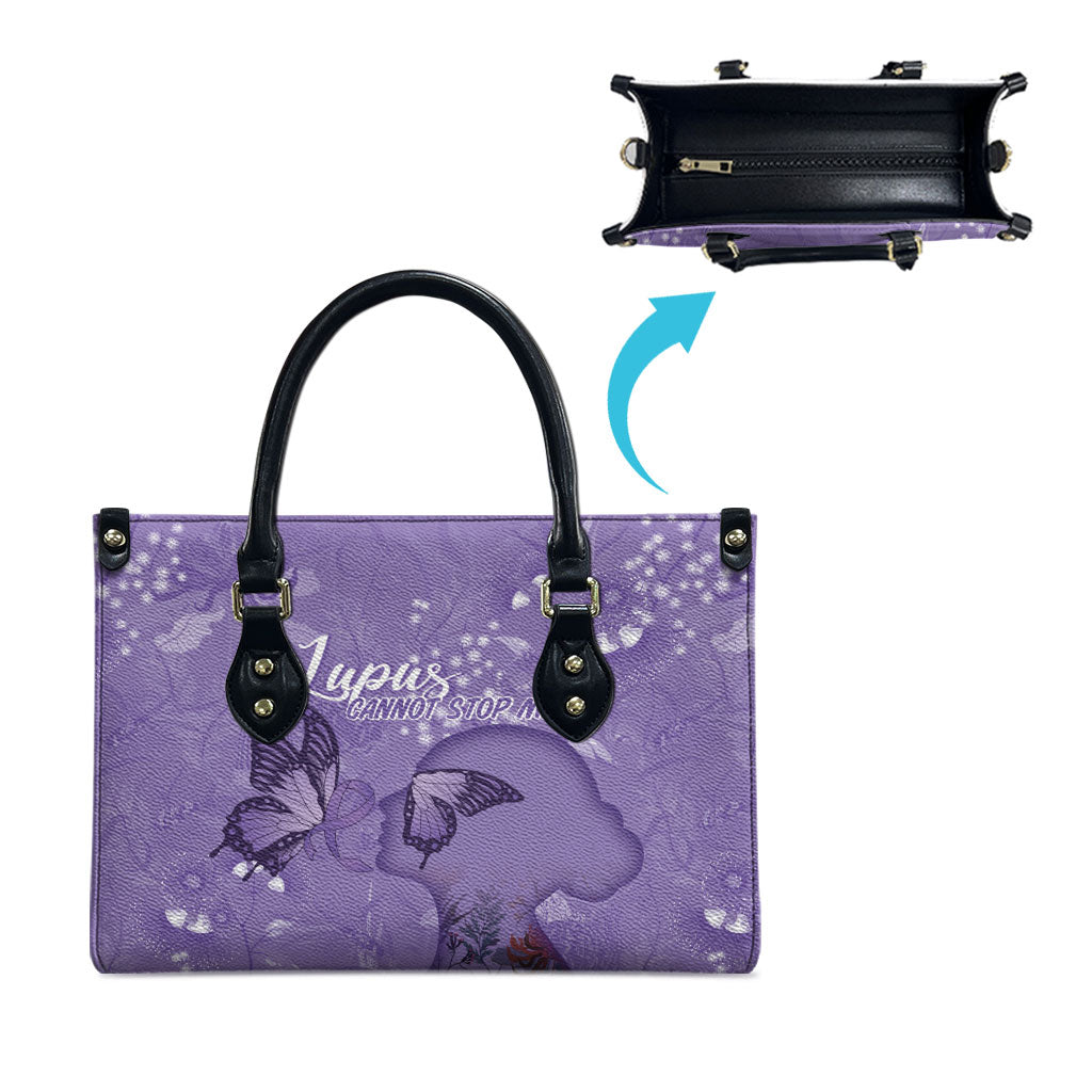 Lupus Cannot Stop Me Australia Floral Leather Bag Purple Ribbon