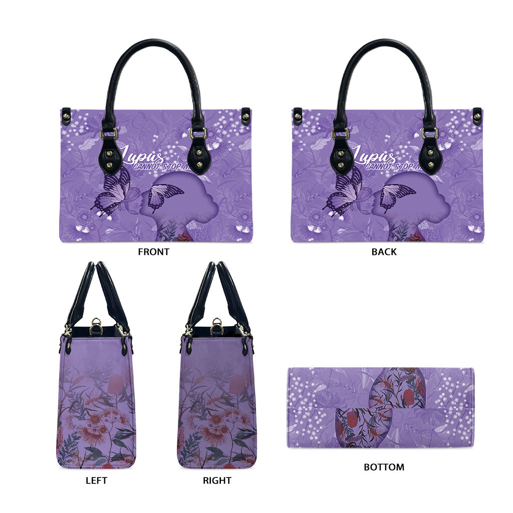 Lupus Cannot Stop Me Australia Floral Leather Bag Purple Ribbon