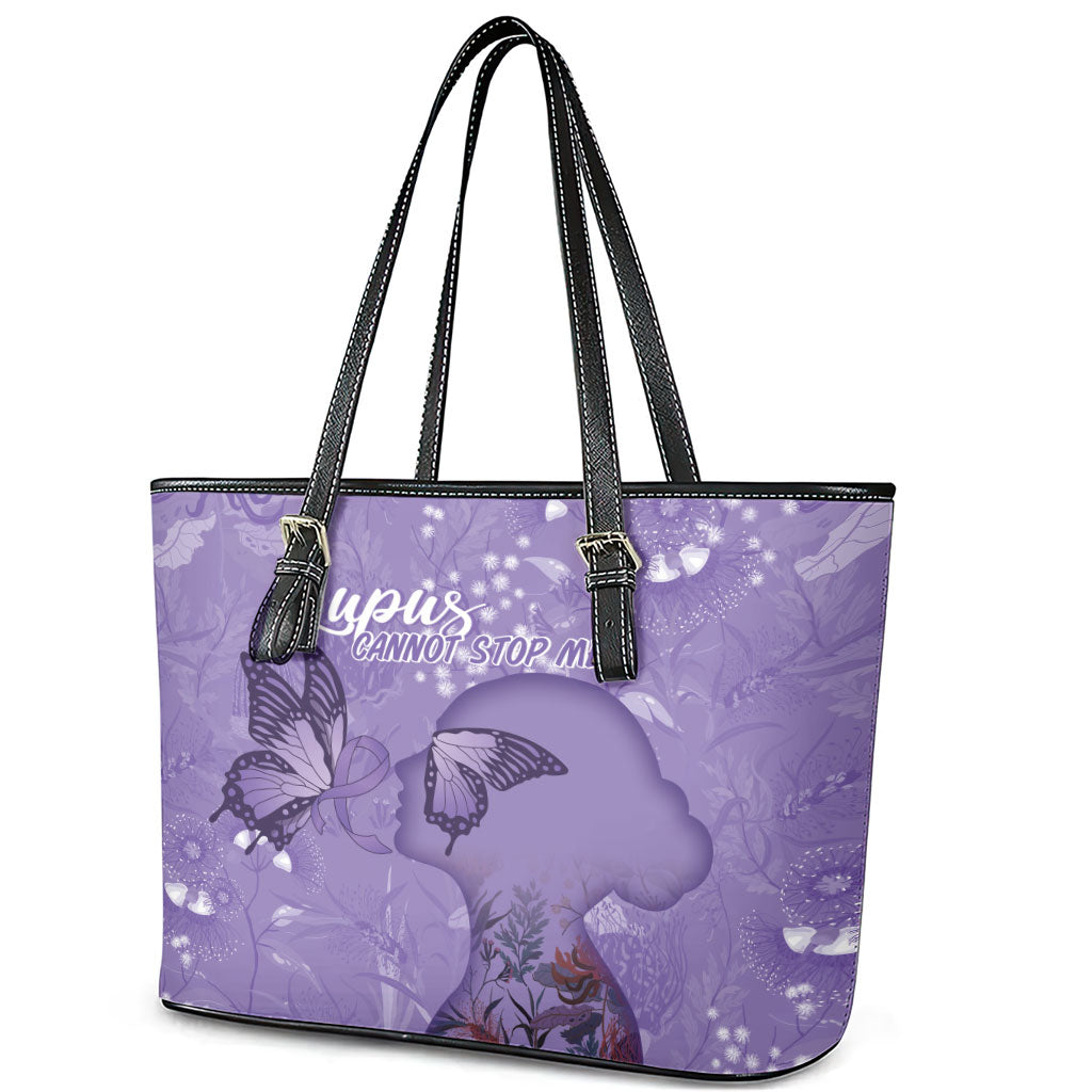 Lupus Cannot Stop Me Australia Floral Leather Tote Bag Purple Ribbon