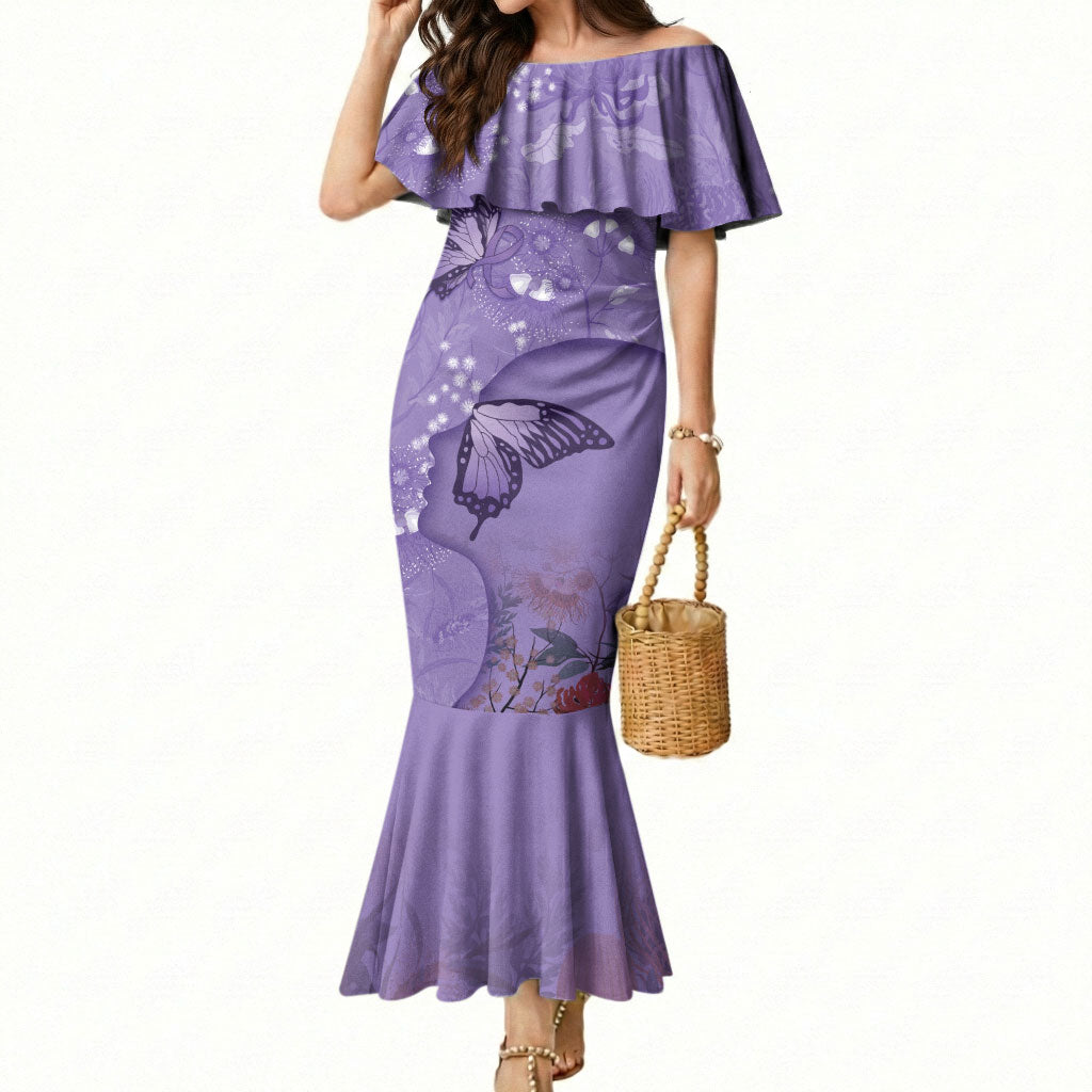 Lupus Cannot Stop Me Australia Floral Mermaid Dress Purple Ribbon