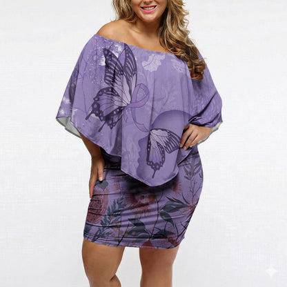 Lupus Cannot Stop Me Australia Floral Off Shoulder Short Dress Purple Ribbon