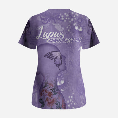 Lupus Cannot Stop Me Australia Floral Scrub Top Purple Ribbon