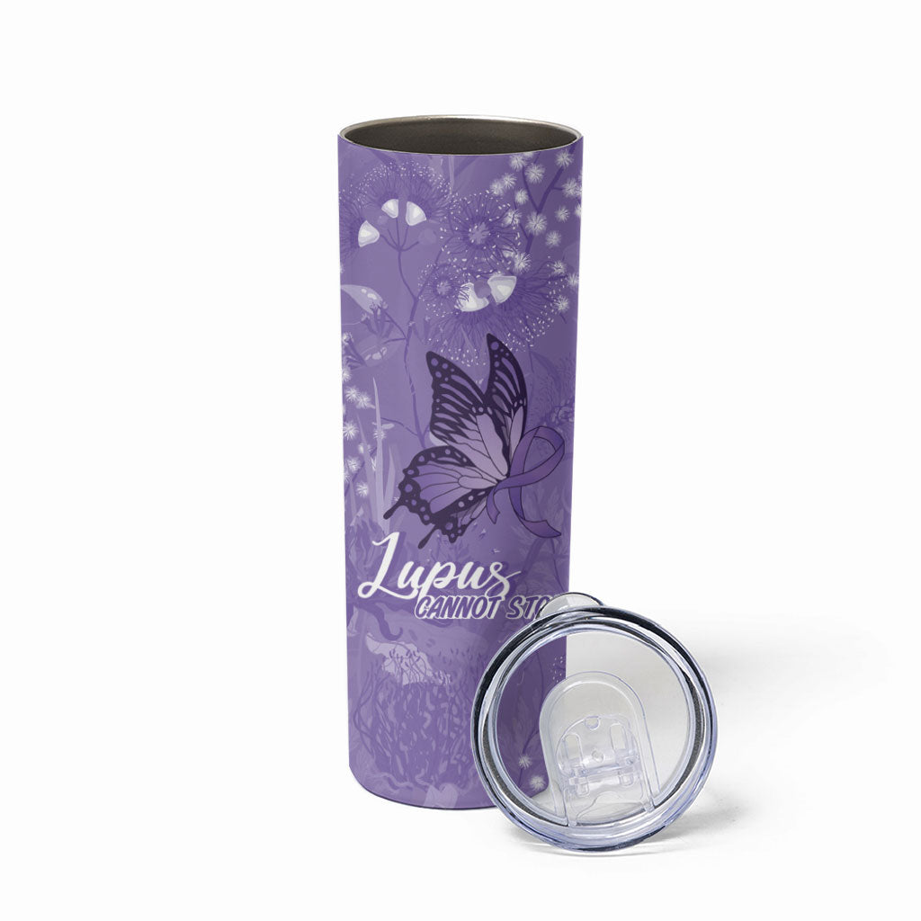 Lupus Cannot Stop Me Australia Floral Skinny Tumbler Purple Ribbon