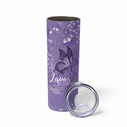 Lupus Cannot Stop Me Australia Floral Skinny Tumbler Purple Ribbon