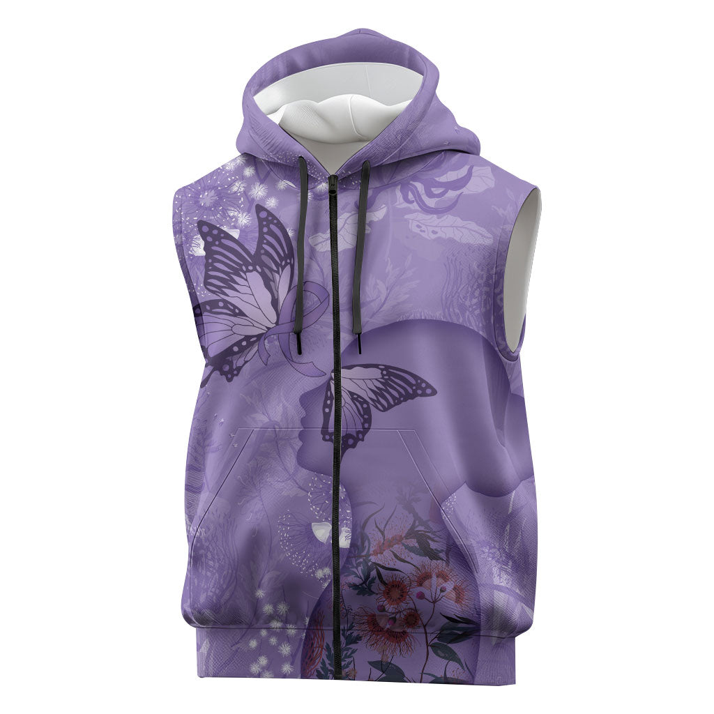 Lupus Cannot Stop Me Australia Floral Sleeveless Zip Hoodie Purple Ribbon