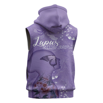 Lupus Cannot Stop Me Australia Floral Sleeveless Zip Hoodie Purple Ribbon