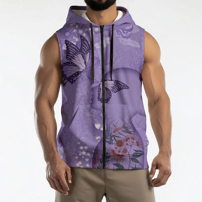 Lupus Cannot Stop Me Australia Floral Sleeveless Zip Hoodie Purple Ribbon