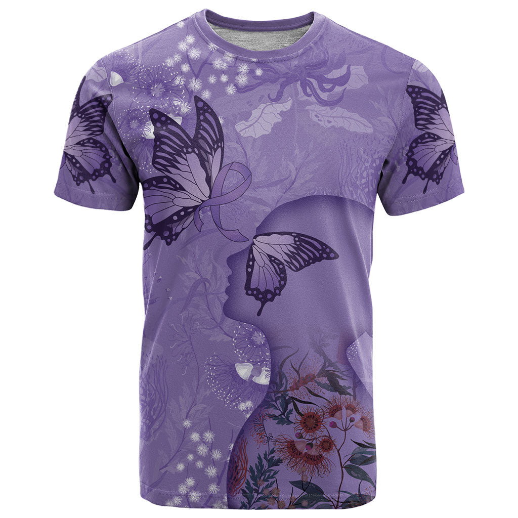 Lupus Cannot Stop Me Australia Floral T Shirt Purple Ribbon