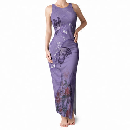 Lupus Cannot Stop Me Australia Floral Tank Maxi Dress Purple Ribbon