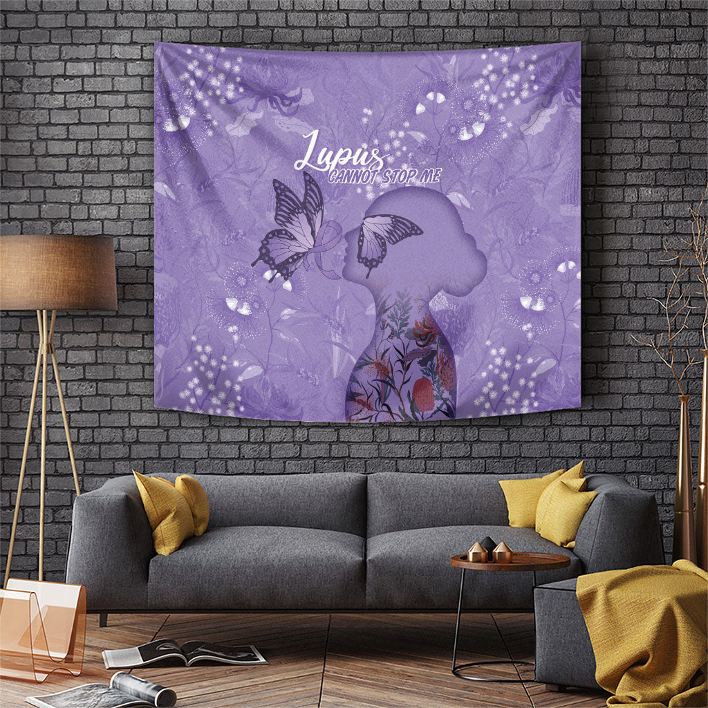 Lupus Cannot Stop Me Australia Floral Tapestry Purple Ribbon