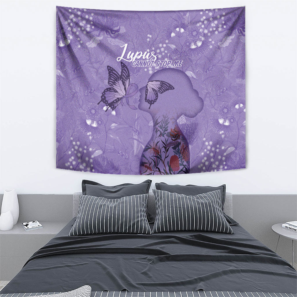 Lupus Cannot Stop Me Australia Floral Tapestry Purple Ribbon
