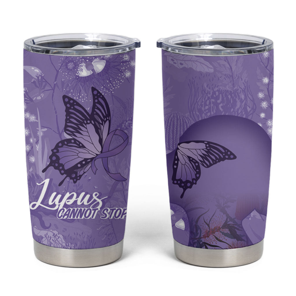 Lupus Cannot Stop Me Australia Floral Tumbler Cup Purple Ribbon