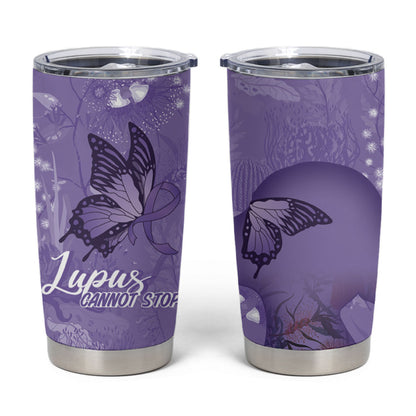 Lupus Cannot Stop Me Australia Floral Tumbler Cup Purple Ribbon