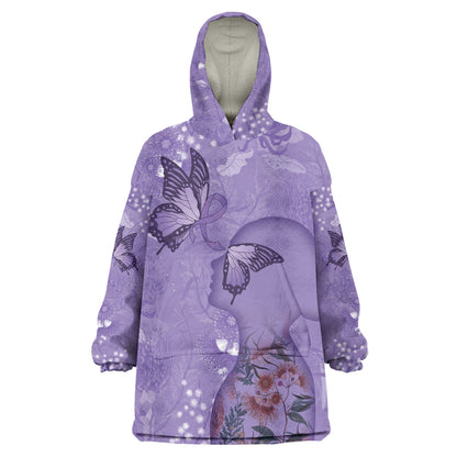 Lupus Cannot Stop Me Australia Floral Wearable Blanket Hoodie Purple Ribbon