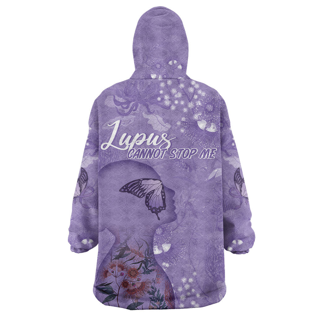 Lupus Cannot Stop Me Australia Floral Wearable Blanket Hoodie Purple Ribbon