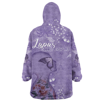 Lupus Cannot Stop Me Australia Floral Wearable Blanket Hoodie Purple Ribbon