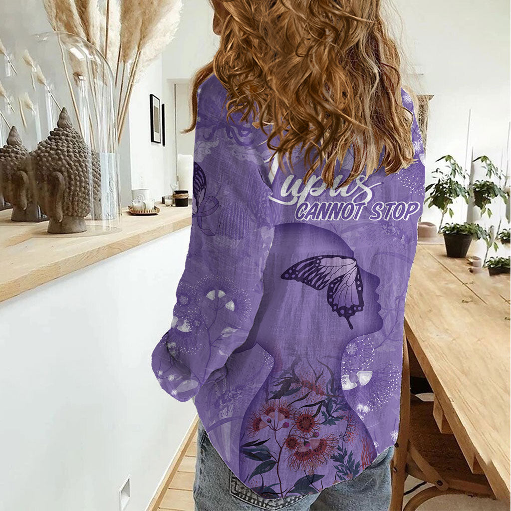 Lupus Cannot Stop Me Australia Floral Women Casual Shirt Purple Ribbon