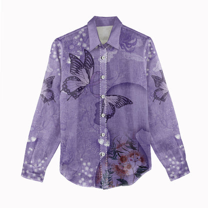 Lupus Cannot Stop Me Australia Floral Women Casual Shirt Purple Ribbon