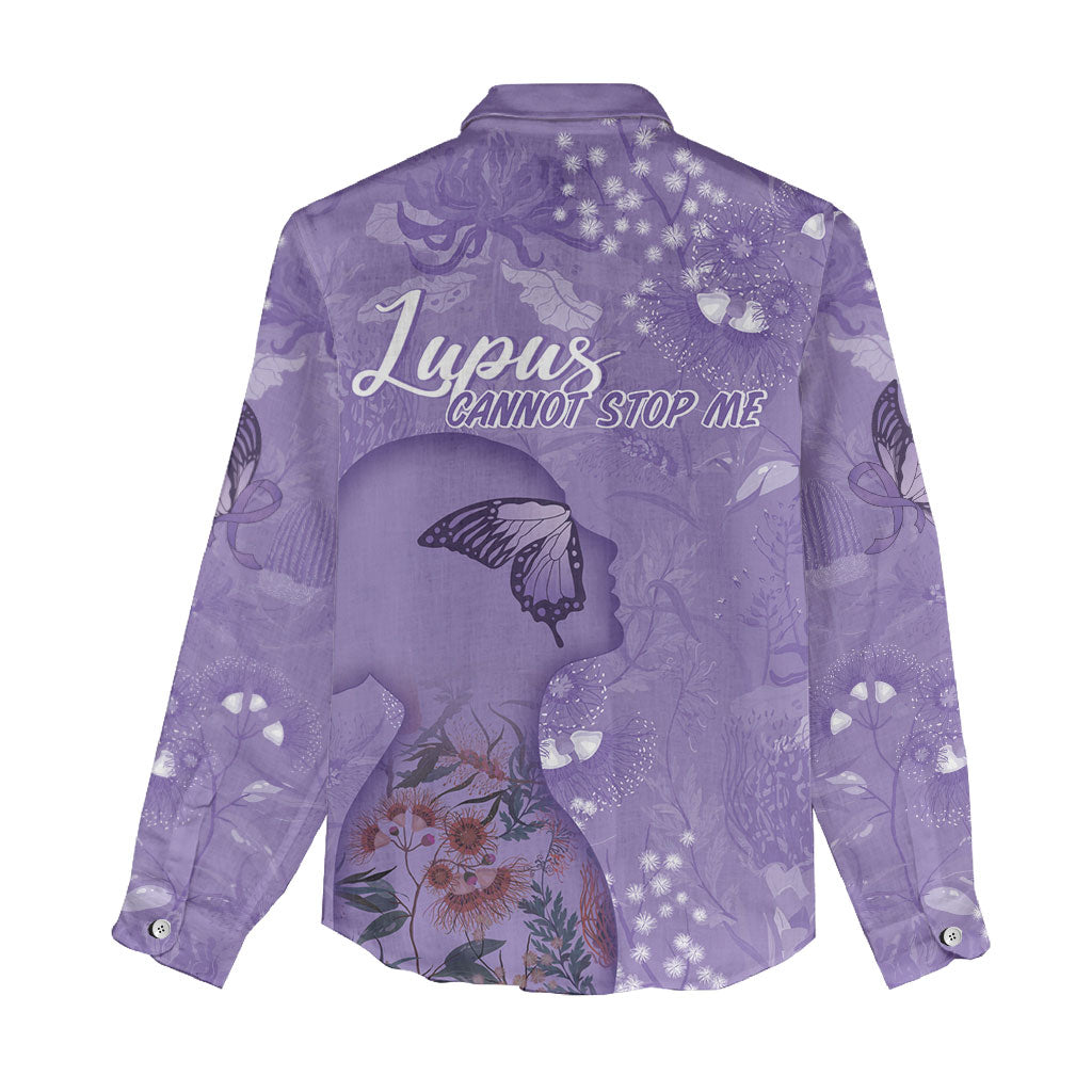 Lupus Cannot Stop Me Australia Floral Women Casual Shirt Purple Ribbon