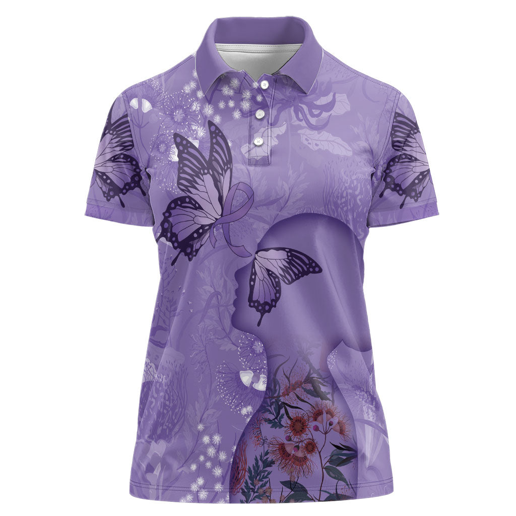 Lupus Cannot Stop Me Australia Floral Women Polo Shirt Purple Ribbon