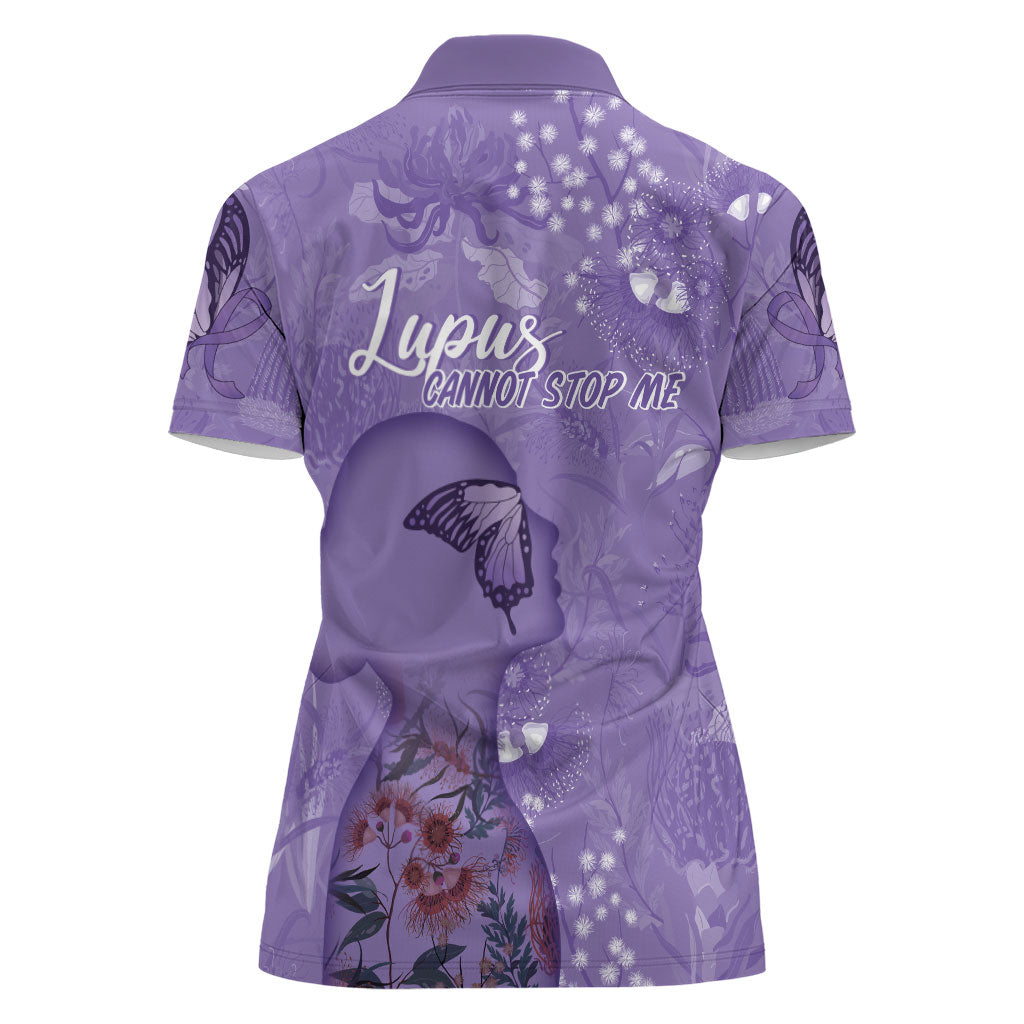 Lupus Cannot Stop Me Australia Floral Women Polo Shirt Purple Ribbon