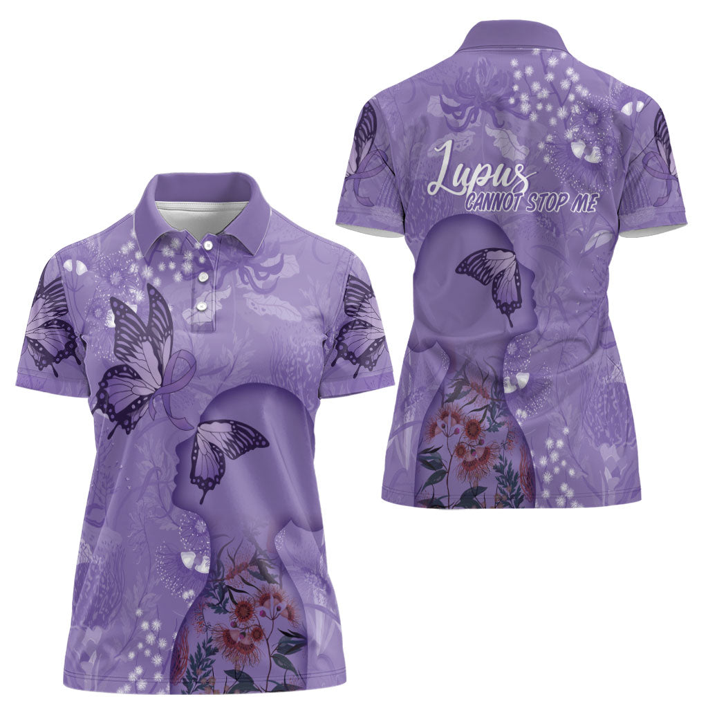 Lupus Cannot Stop Me Australia Floral Women Polo Shirt Purple Ribbon
