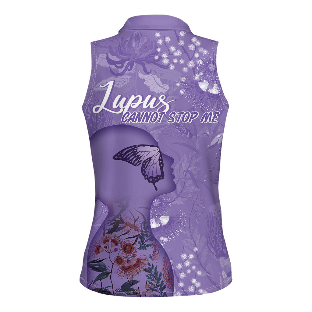Lupus Cannot Stop Me Australia Floral Women Sleeveless Polo Shirt Purple Ribbon
