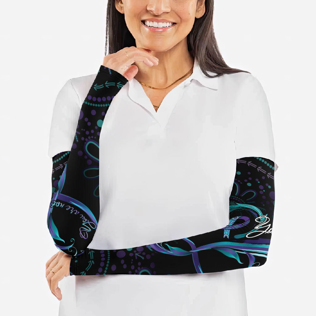 Personalized Australia Indigenous Infinity Heart Arm Sleeves Purple Teal Ribbon You Are Not Alone