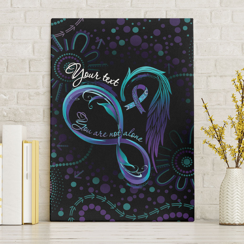 Personalized Australia Indigenous Infinity Heart Canvas Wall Art Purple Teal Ribbon You Are Not Alone