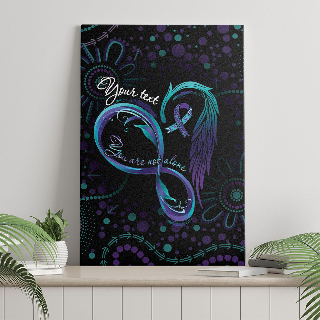 Personalized Australia Indigenous Infinity Heart Canvas Wall Art Purple Teal Ribbon You Are Not Alone