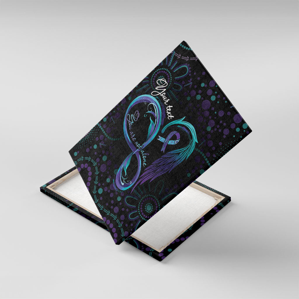 Personalized Australia Indigenous Infinity Heart Canvas Wall Art Purple Teal Ribbon You Are Not Alone