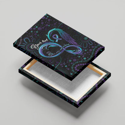 Personalized Australia Indigenous Infinity Heart Canvas Wall Art Purple Teal Ribbon You Are Not Alone