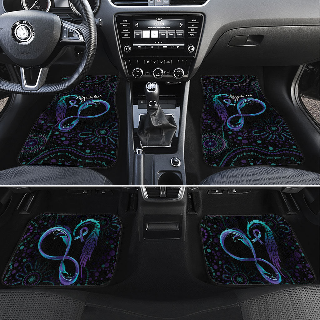 Personalized Australia Indigenous Infinity Heart Car Mats Purple Teal Ribbon You Are Not Alone