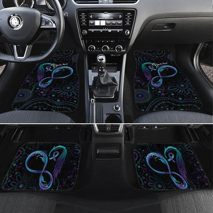 Personalized Australia Indigenous Infinity Heart Car Mats Purple Teal Ribbon You Are Not Alone