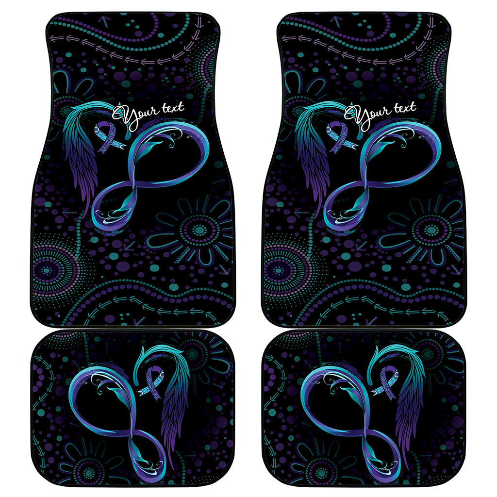 Personalized Australia Indigenous Infinity Heart Car Mats Purple Teal Ribbon You Are Not Alone