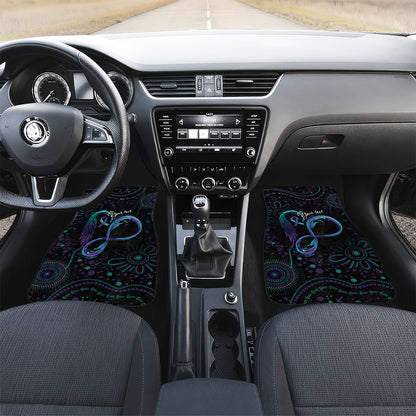 Personalized Australia Indigenous Infinity Heart Car Mats Purple Teal Ribbon You Are Not Alone