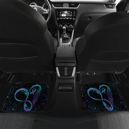 Personalized Australia Indigenous Infinity Heart Car Mats Purple Teal Ribbon You Are Not Alone